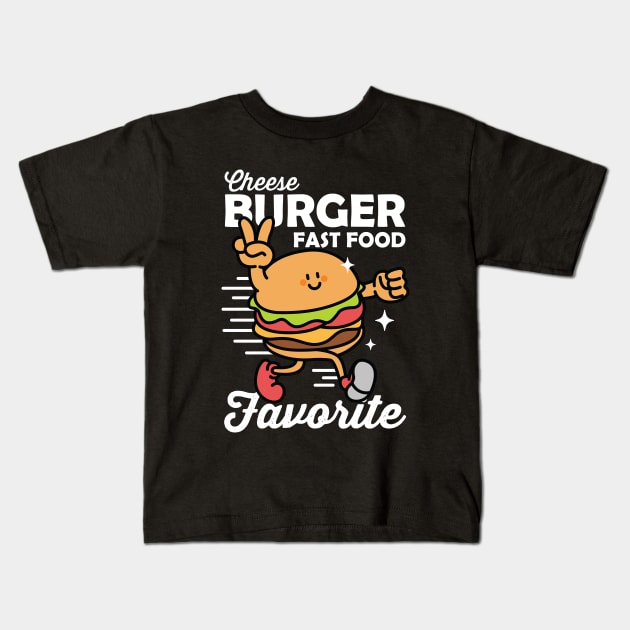 Cheese Burger Fast Food Favorite Kids T-Shirt by nhatartist